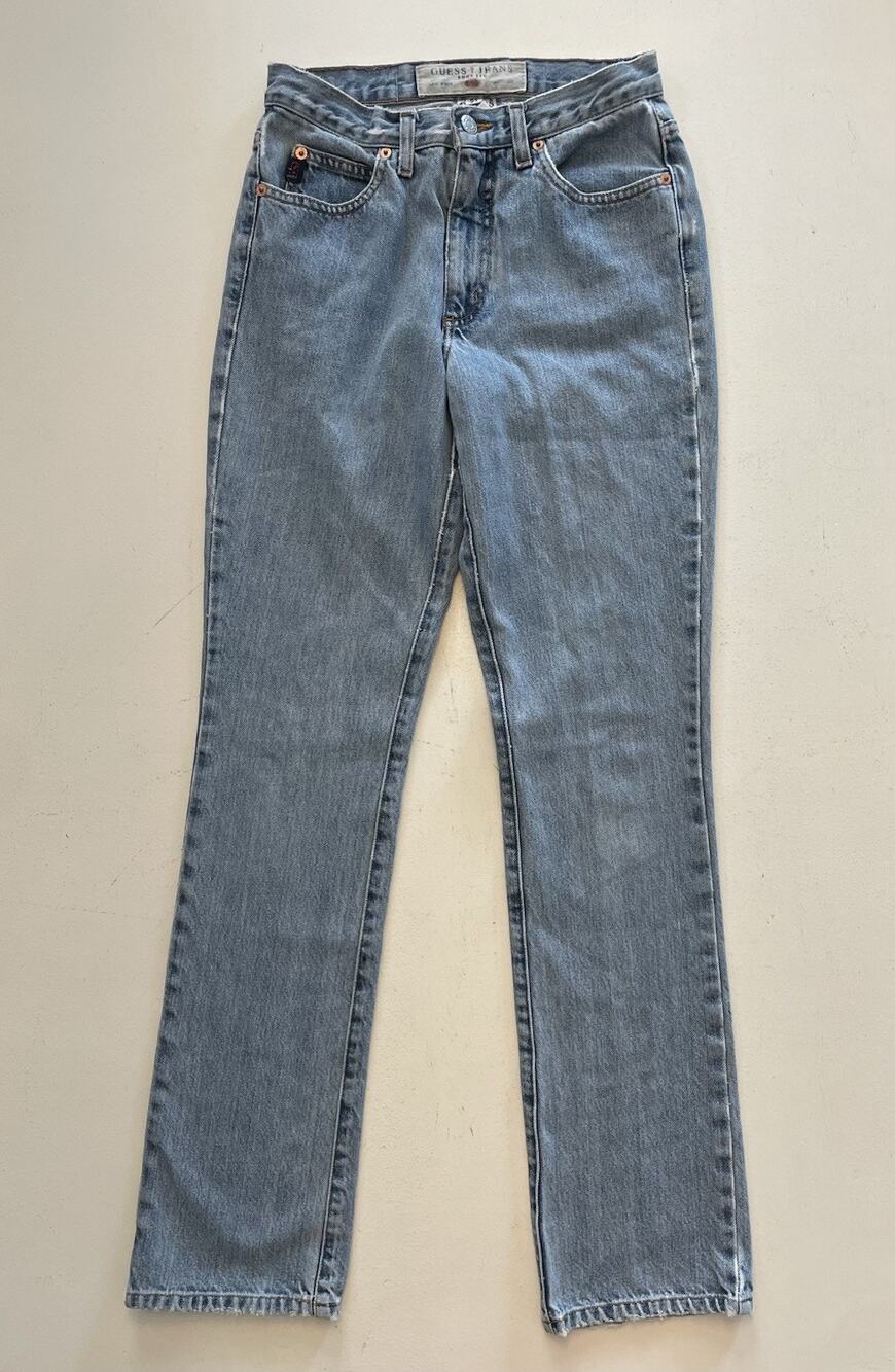 Vintage GUESS Blue Jeans Womens Size 27 Boot Leg 1060 Low Waist Denim Light Wash